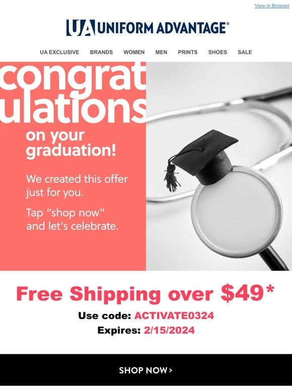Congrats， GRAD! Peak inside for your exclusive offer!
