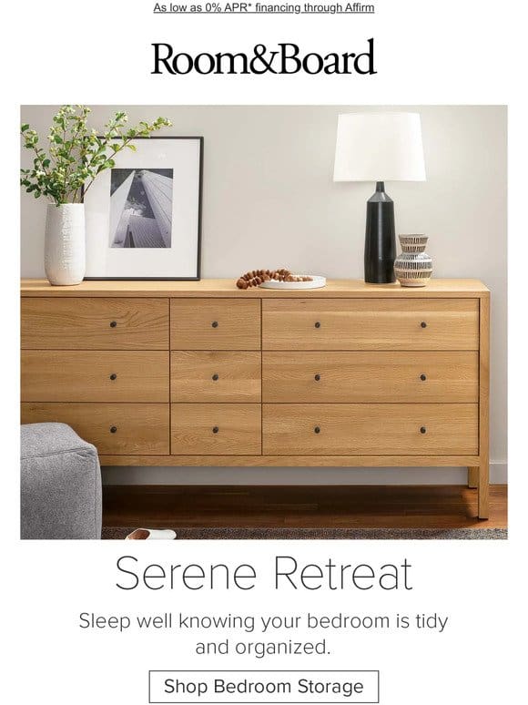 Create a calm bedroom with modern storage furniture