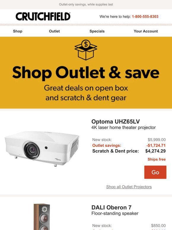 Crutchfield Outlet Savings up to $1，724