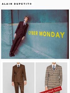 Cyber Monday – $49 Black or Navy Blue 3-Piece Suits* | 30% Off All Double Breasted Suits | $9 Shirts*
