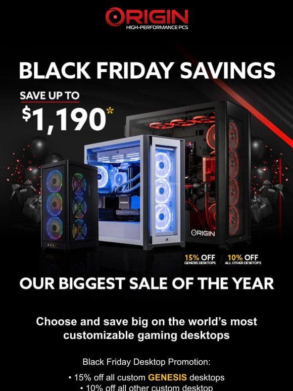 Cyber Monday Event – Last chance to save 15% off GENESIS desktops and up to $1000 off laptops