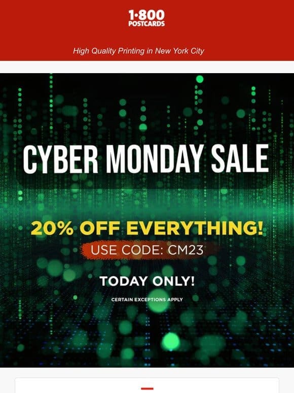 Cyber Monday Sale: 20% Off Everything!