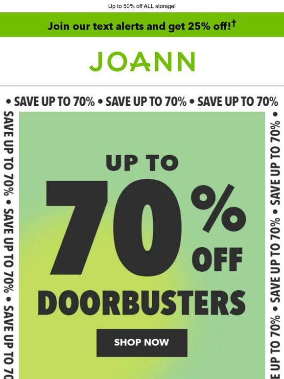 DOORBUSTERS up to 70% off! Blizzard fleece starting at $3.99 yd!