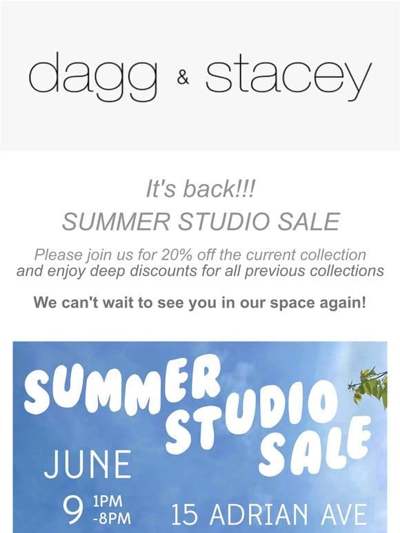 Dagg and Stacey Open Studio/Sale