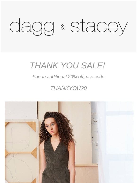 Dagg and Stacey Thank You Sale