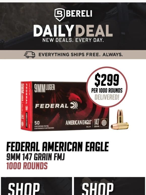 Daily Deal   HOT & Freshly Stocked! Federal 9MM 147GR