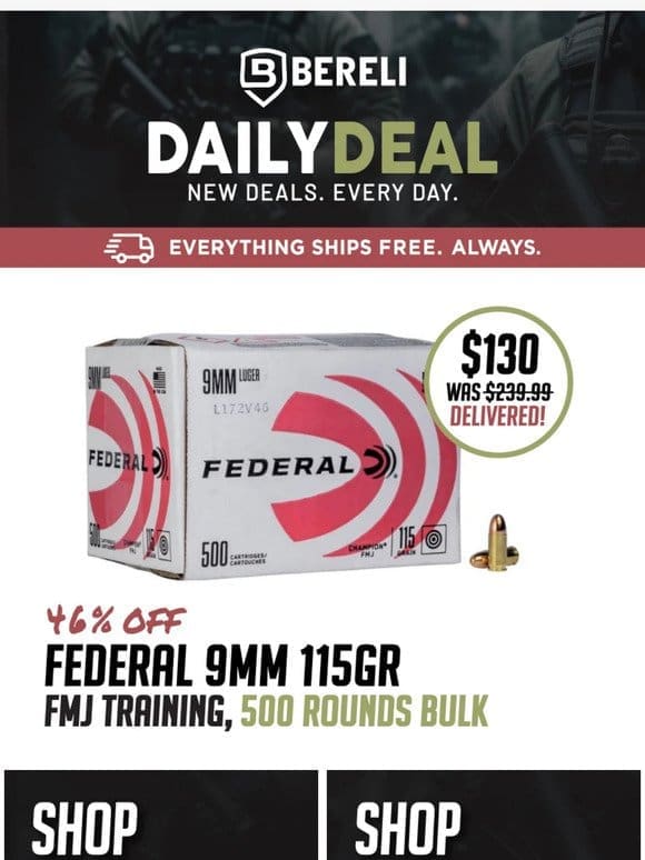 Daily Deal  You NEED This! Federal 9mm FMJ Training Rounds
