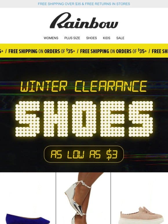 Deals on your favorites   @SHOE CLEARANCE from $3