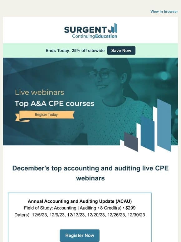 December’s top Accounting and Auditing live CPE webinars