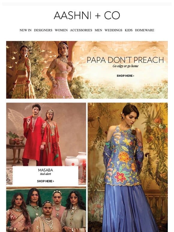 Designer couture for today’s bride! Pastel to edgy lehengas & more.