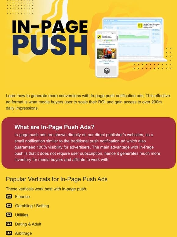 Discover In-page push notification ads