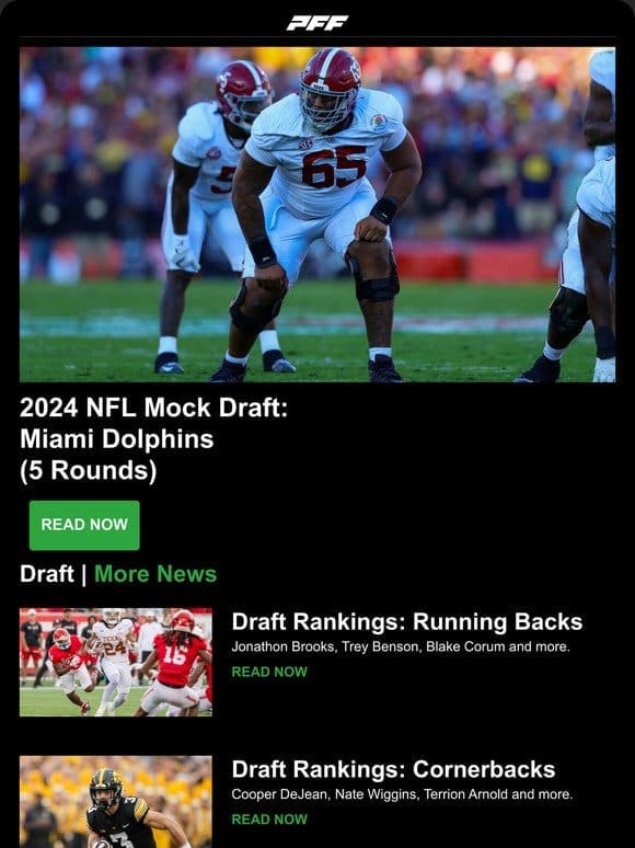 Dolphins Mock Draft， RB Position Rankings， Free Agency Team Fits