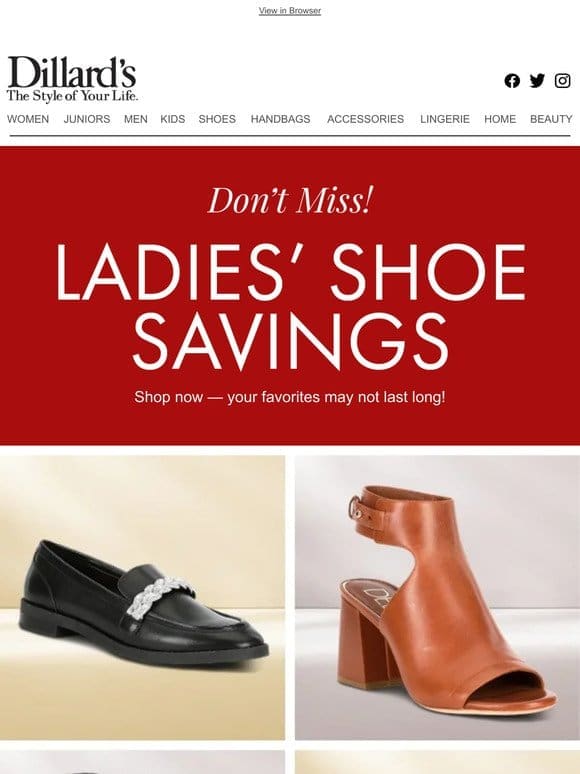 Don’t Miss! Ladies’ Shoe Savings