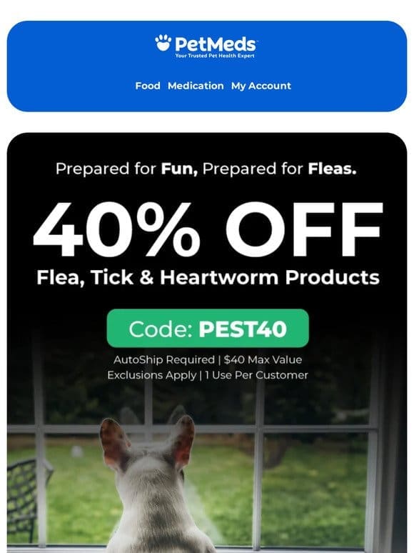 Don’t Miss Out! Save Big with 40% Off Flea & Tick + Heartworm Protection.