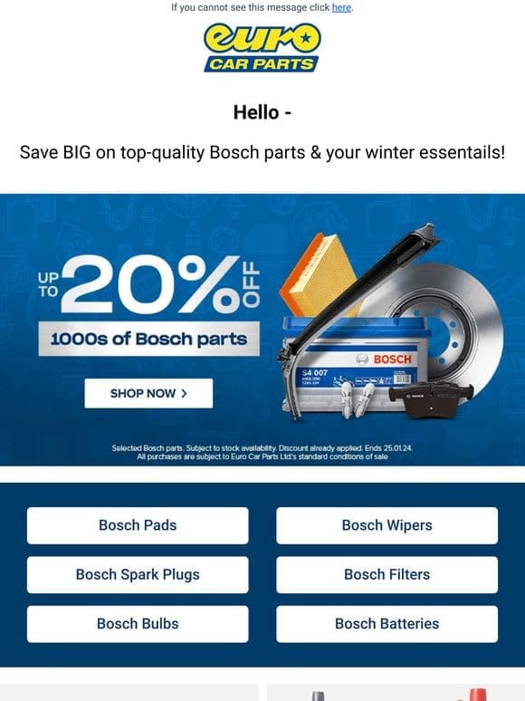 Don’t Miss Your Chance To Get Up To 20% Off Bosch Parts