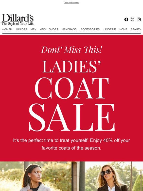Don’t Miss the Ladies’ Coat Sale
