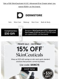 Don’t forget! 15% off SkinCeuticals’ most-loved formulas