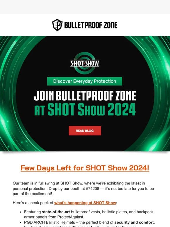 Don’t miss out: Bulletproof Zone’s Final Invite to SHOT Show 2024!