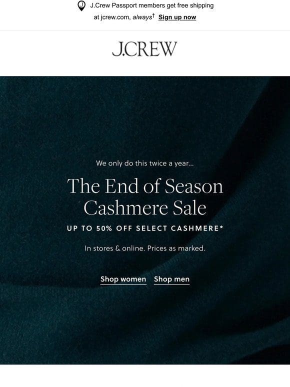 Don’t miss the End of Season Cashmere Sale
