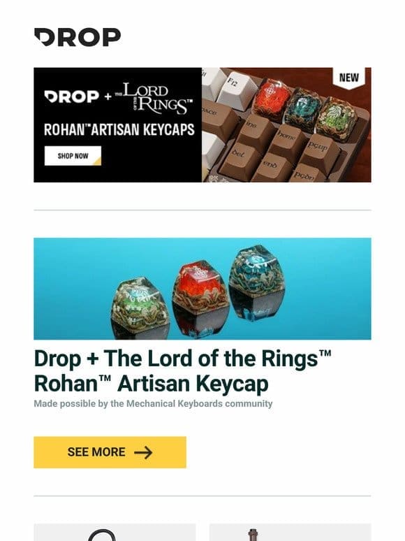 Drop + The Lord of the Rings™ Rohan™ Artisan Keycap， Magicforce MF17 Mechanical Numpad， Drop + Noctua Coiled Aviator Keyboard Cable and more…