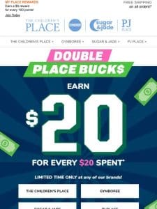 ENDING 12/31: Shop & earn DOUBLE PLACE Bucks!