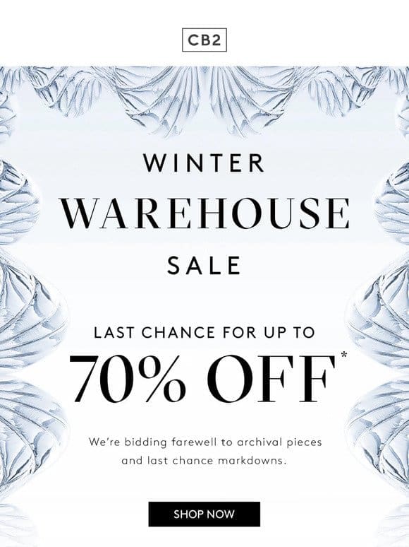 ENDS TODAY: UP TO 70% OFF