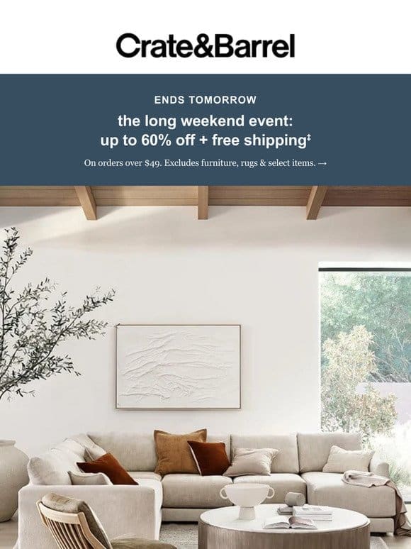 ENDS TOMORROW | Up to 40% off furniture!