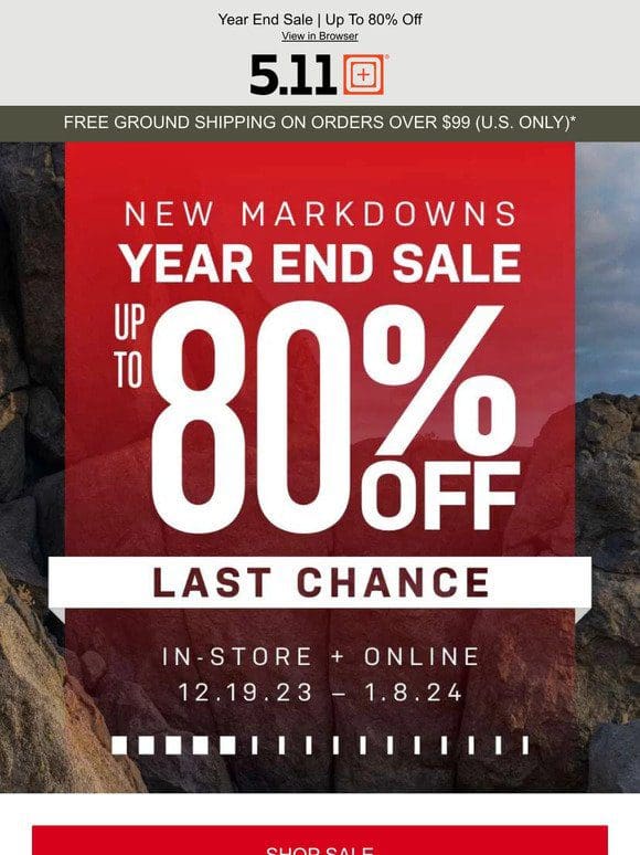 ENDS TONIGHT   Last Chance To Get Up To 80% OFF In Our Year End Sale!