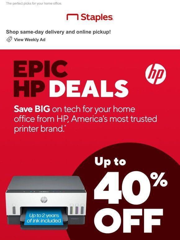 EPIC new year deals: Up to 40% off HP.