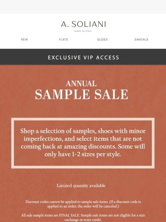 EXCLUSIVE: Sample Sale VIP Access