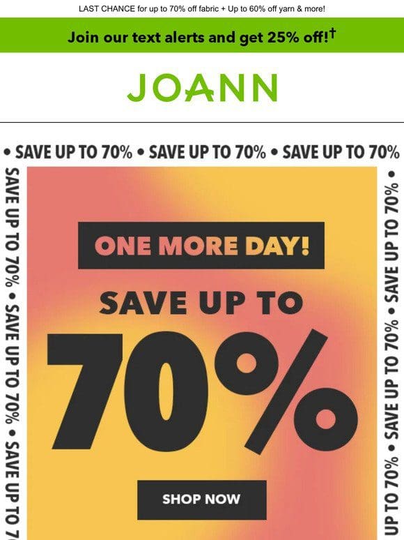 EXTENDED 1 More Day: Up to 70% off DEALS!