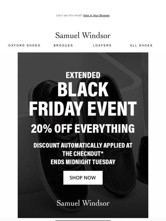 EXTENDED Black Friday Event! 20% Off Everything!