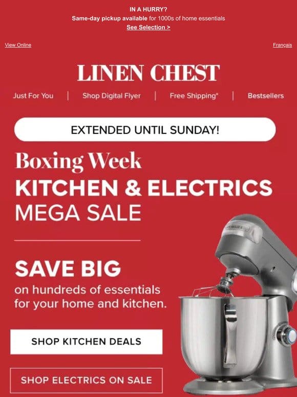 EXTENDED UNTIL SUNDAY  Boxing KITCHEN & ELECTRICS Deals!