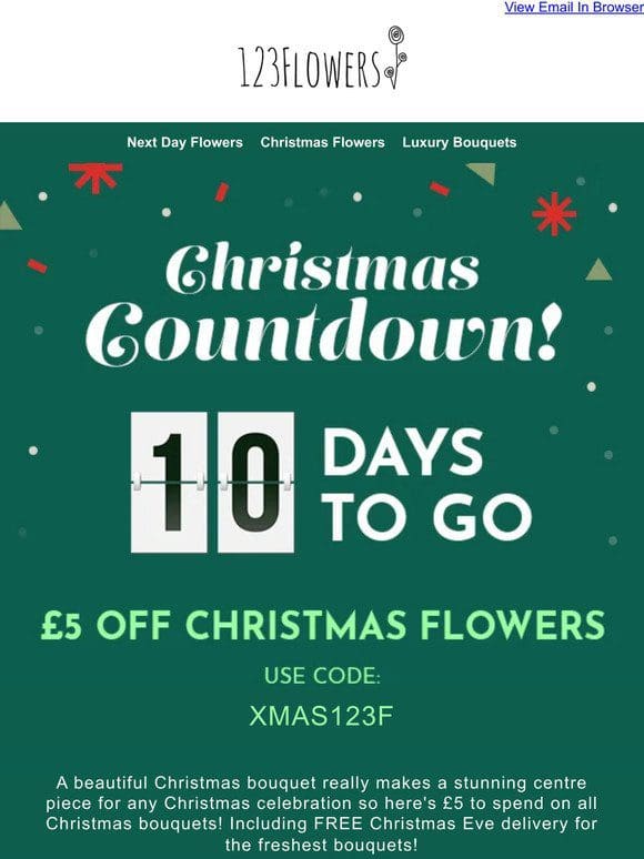 EXTRA £5 OFF All Christmas Flowers!