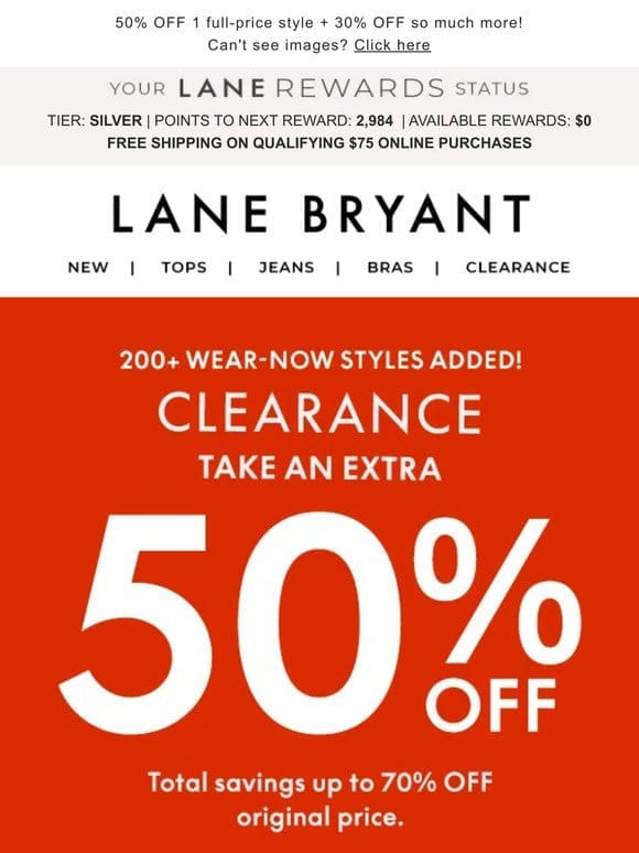 EXTRA 50% OFF clearance (*100s* of styles added!)