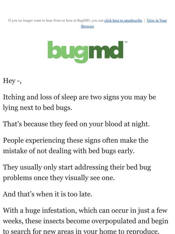 Early signs of a bed bug infestation