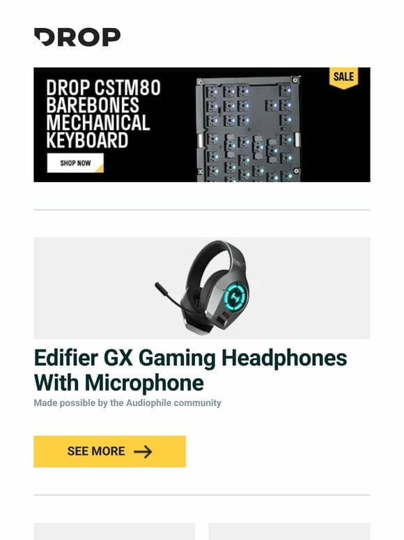 Edifier GX Gaming Headphones With Microphone， DOIO HITBOX 2.0 KBHX-02 Gaming Console Controller， Keebmonkey Train Day Desk Mat and more…