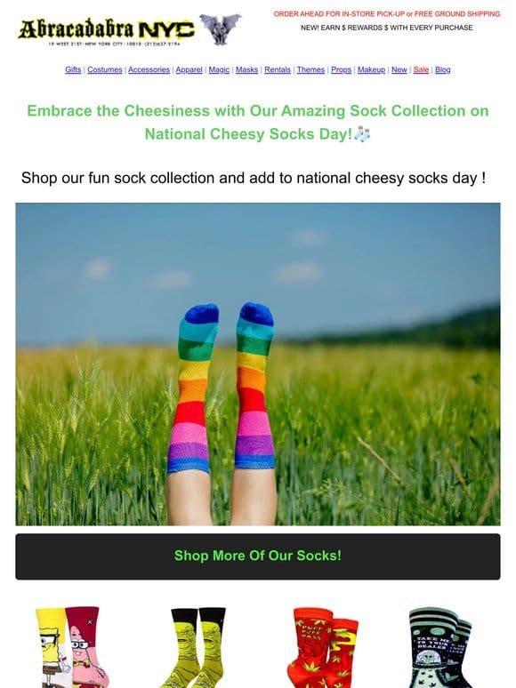 Embrace the Cheesiness with Our Amazing Sock Collection on National Cheesy Socks Day!