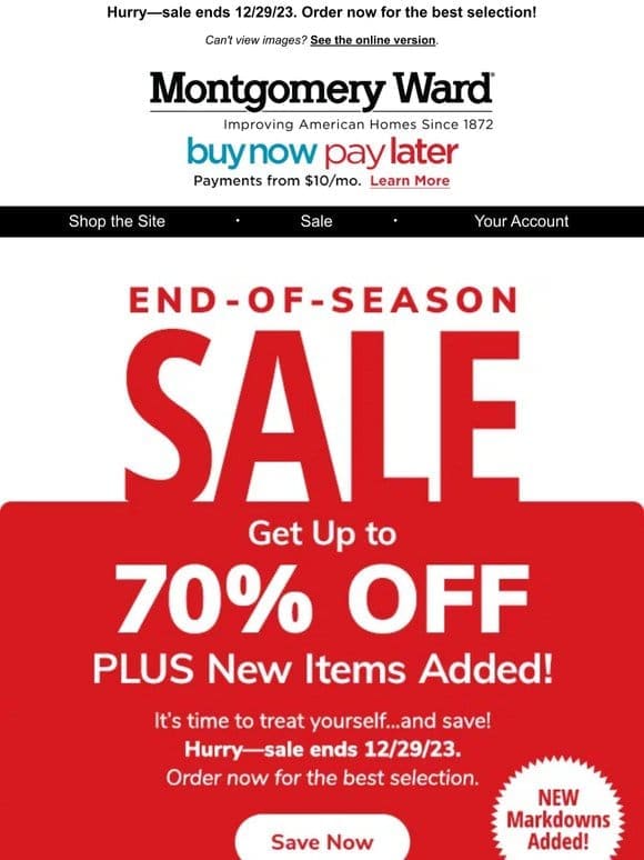 End-of-Season Sale – Up to 70% Off PLUS New Markdowns Added!