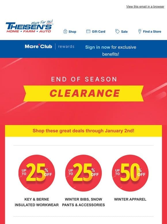 End of the Season Clearance!