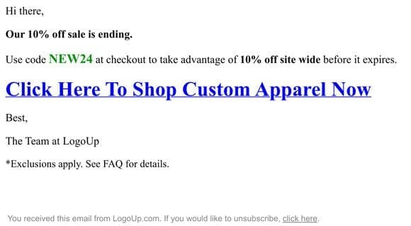 Ending Soon | 10% Off Custom Apparel
