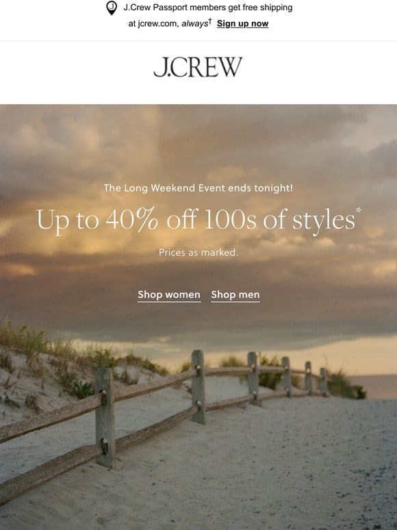 Ends @ midnight: up to 40% off 100s of styles