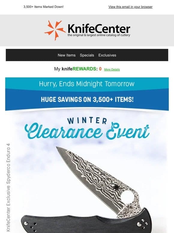 Ends Midnight – Winter Clearance Event!