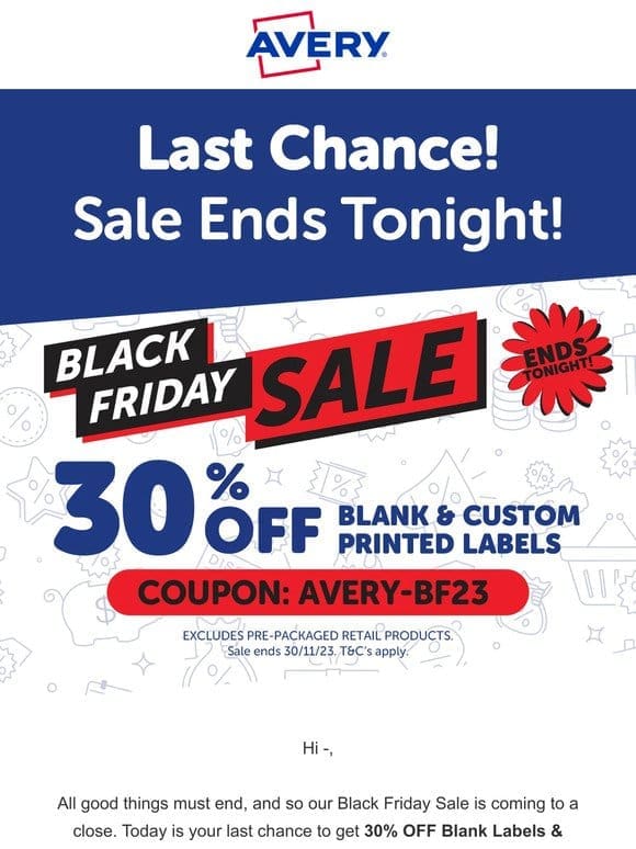 Ends Tonight – 30% Off Black Friday Sale