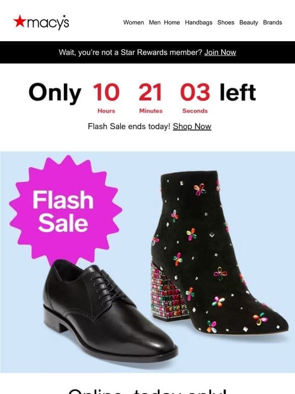 Ends in hours! ⌛️ 50-70% off our Shoe Flash Sale