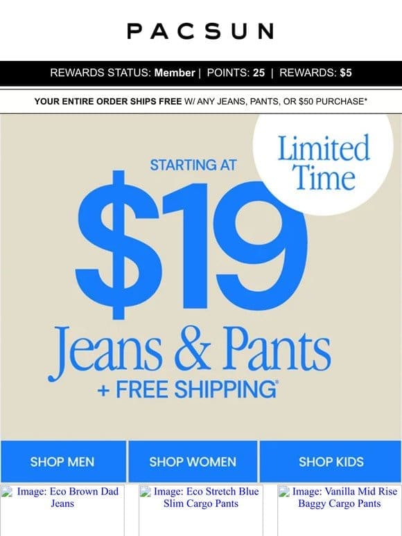 Ends soon: $19 jeans & pants!  ✨