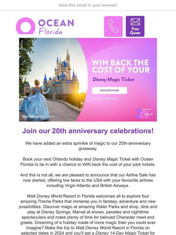 Enter Now to Win Back the Cost of Your Walt Disney World Resort Tickets