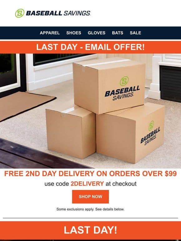 Exclusive FREE 2nd Day Delivery Offer Ends Today