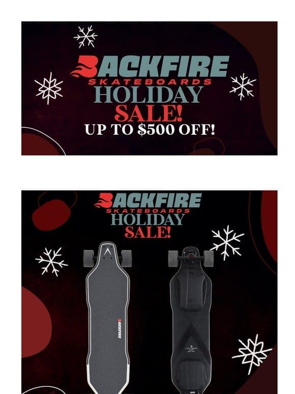 Exclusive Holiday Sale: Up to $500 Off Backfire Electric Skateboards