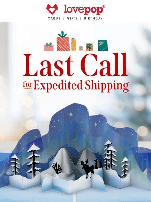 Expedited shipping for Christmas ends soon!